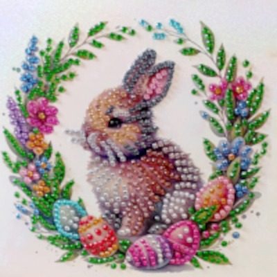 Przed Wielkanocą zrobiłem dwie Świąteczne karty haftem diamentowym.
